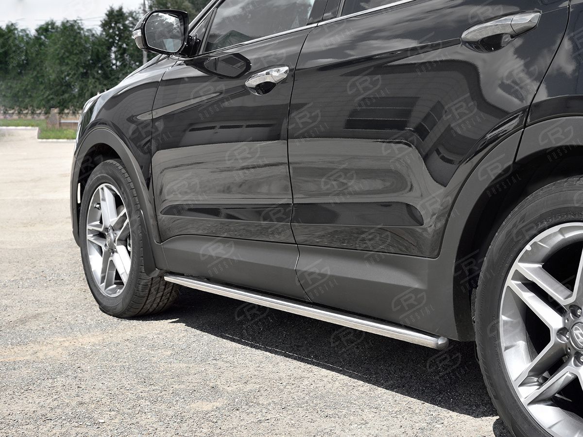 Защита порогов RusStal труба d42 для Hyundai Santa Fe Grand 2016-2026 (Вариант 3). Артикул HSFT-0027373