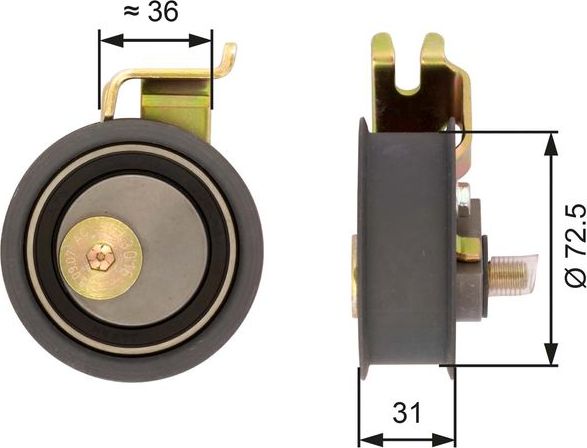 Натяжной ролик (натяжитель) ремня ГРМ Gates PowerGrip®. Артикул T43016