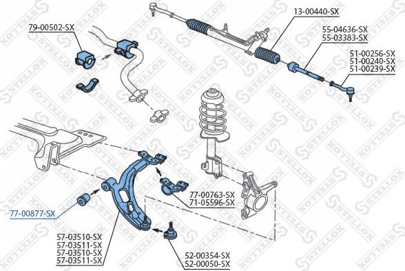 Сайлентблок переднего рычага подвески Stellox. Артикул 77-00877-SX