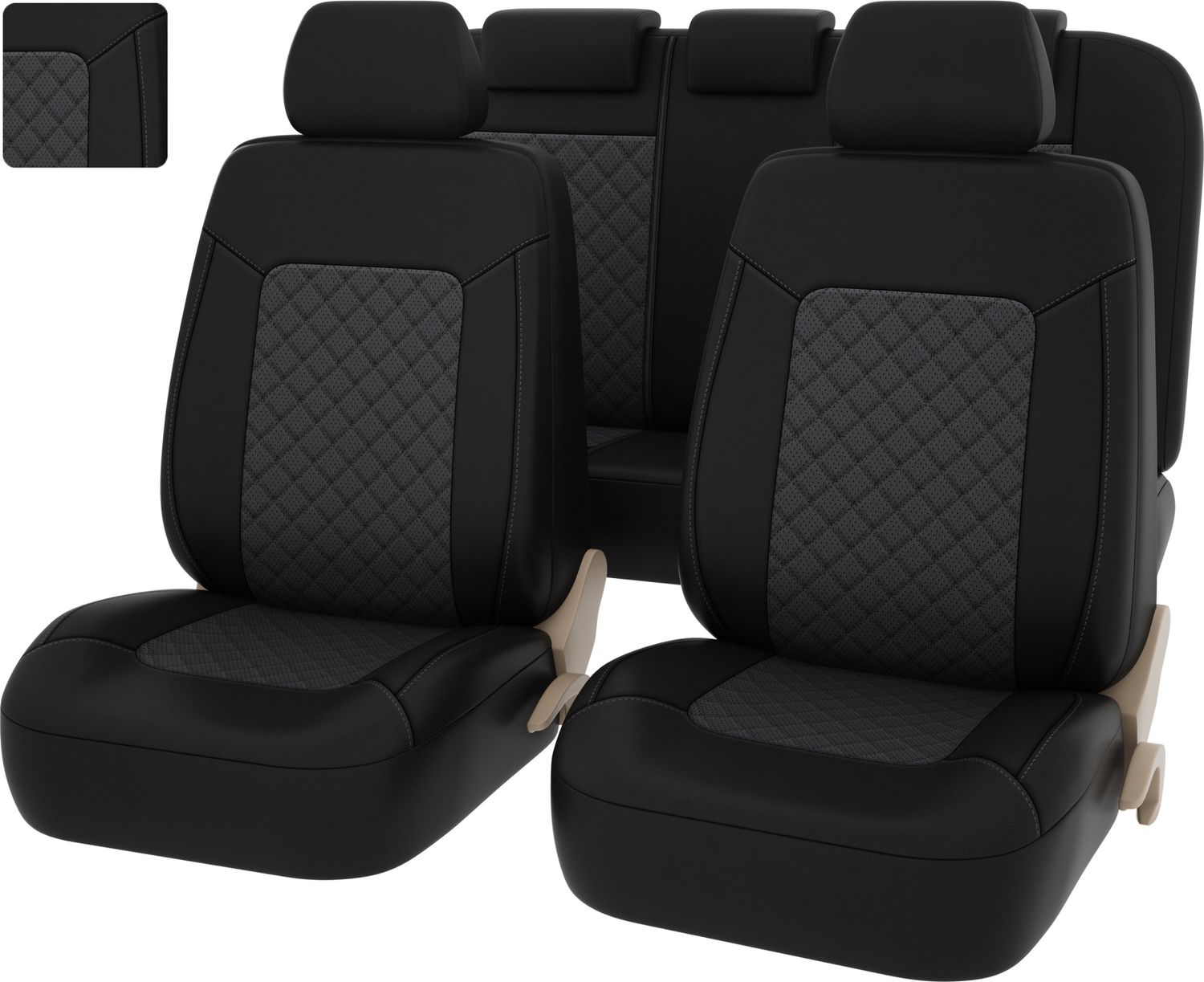 Чехлы универсальные PSV Elegant Next на сидения, цвет Ромб Черный/Серый. Артикул 129200