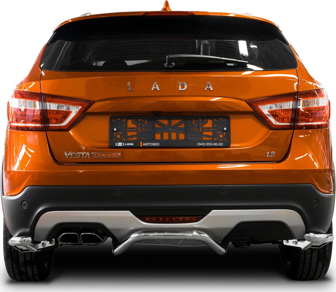 Защита Rival заднего бампера d42 уголки для Lada Vesta Cross универсал 2017-2026. Артикул R.6007.007