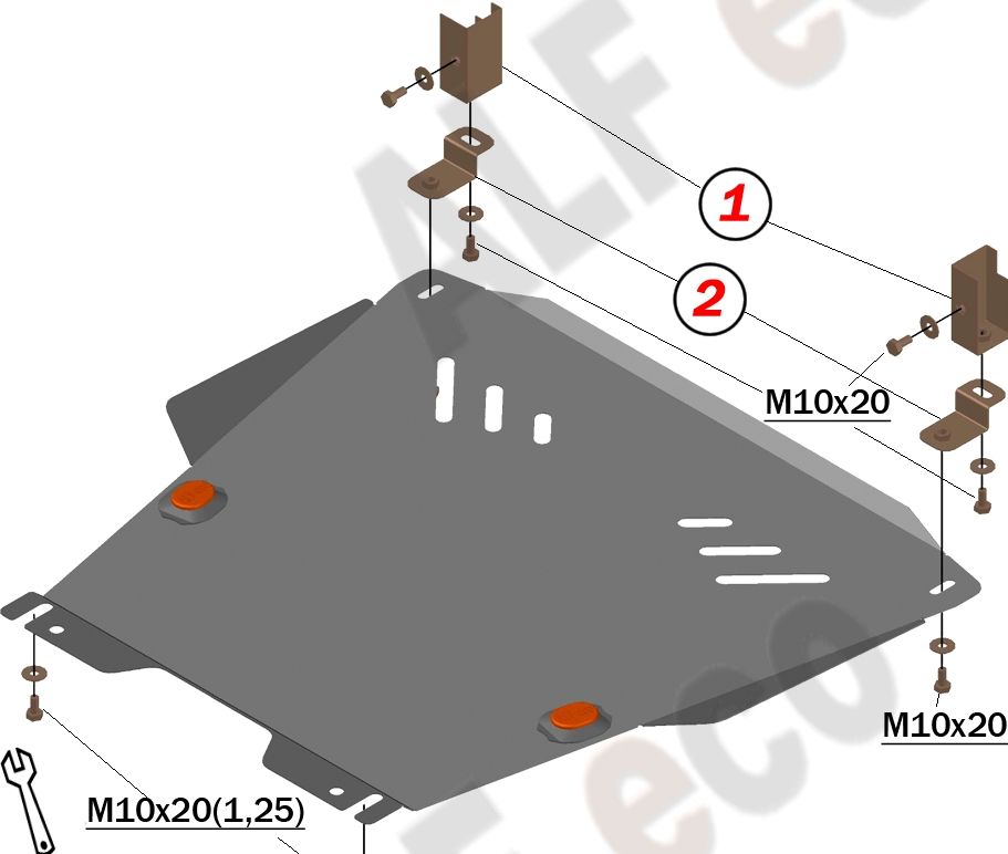Защита алюминиевая Alfeco для картера и КПП Toyota Raum II 2003-2011. Артикул ALF.24.87al