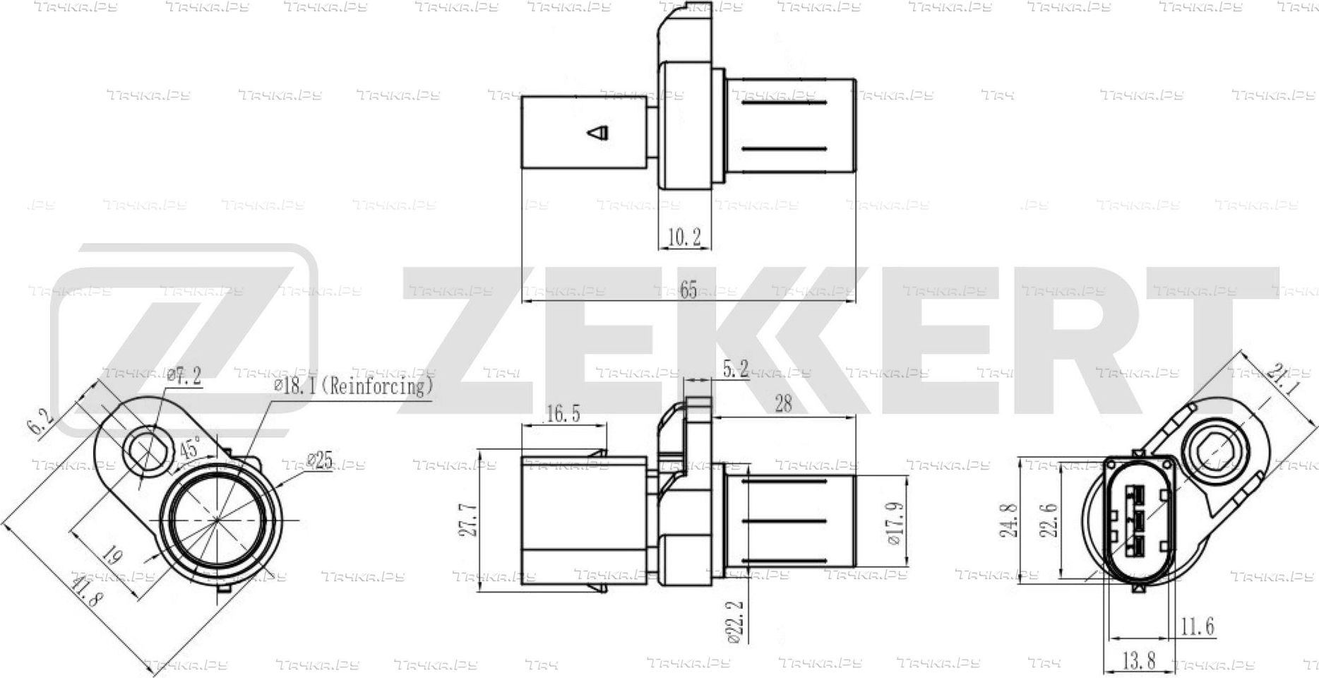 Датчик положения коленвала Zekkert для BMW 3 V (E90/E91/E92/E93) 2004-2013. Артикул SE-4096