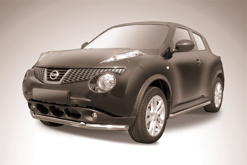 Защита Slitkoff переднего бампера d57/42 двойная для Nissan Juke 4WD 2010-2019. Артикул NJ4WD-003