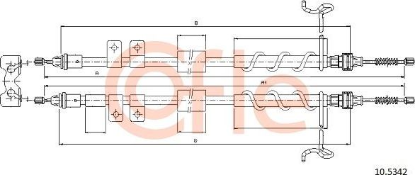 Трос ручника (тросик ручного тормоза) Cofle задний для Jaguar XJ IV (X351) 2009-2026. Артикул 92.10.5342