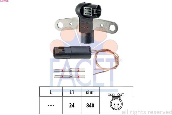 Датчик положения коленвала Facet Made in Italy - OE Equivalent для Nissan Almera N16 2003-2006. Артикул 9.0199K