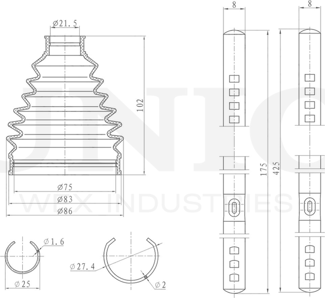 Пыльник ШРУС, комплект (Unio). Артикул DUC-30008K
