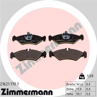 Тормозные колодки Zimmermann задние для Volkswagen LT II 1996-2006. Артикул 21621.170.1