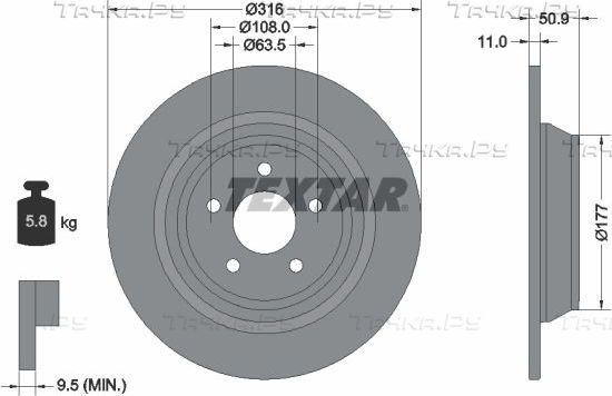 Тормозной диск Textar Pro. Артикул 92292503