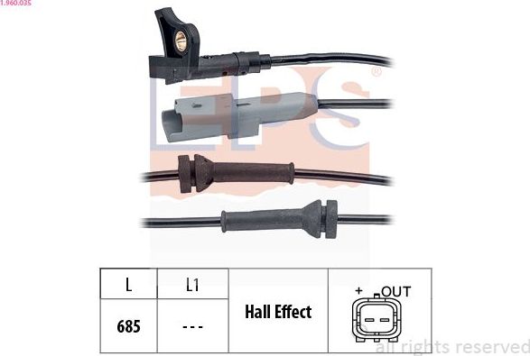 Датчик ABS EPS Made in Italy - OE Equivalent передний правый/левый для Citroen DS5 2011-2015. Артикул 1.960.035