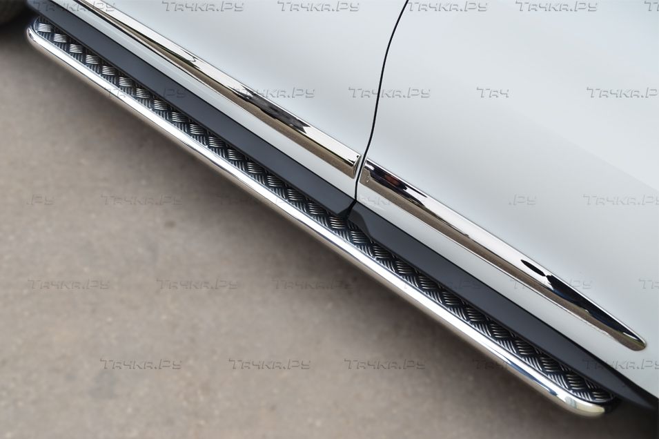 Защита порогов RusStal труба d42 с листом для Infiniti JX 35 2013-2026. Артикул JXL-001463