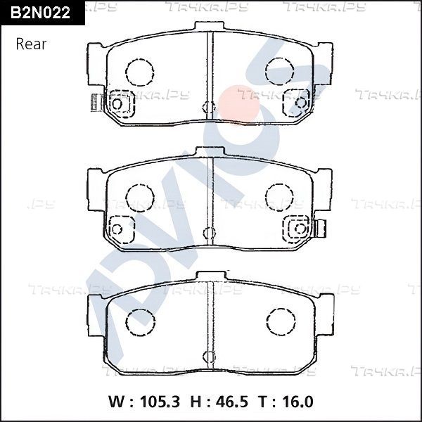 Тормозные колодки Advics задние для Nissan Maxima A32 1995-2000. Артикул B2N022