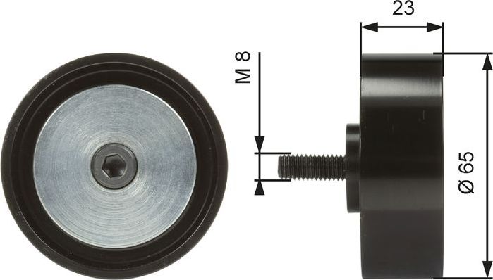 Направляющий (ведущий) ролик приводного поликлинового ремня Gates (Металл). Артикул T36082