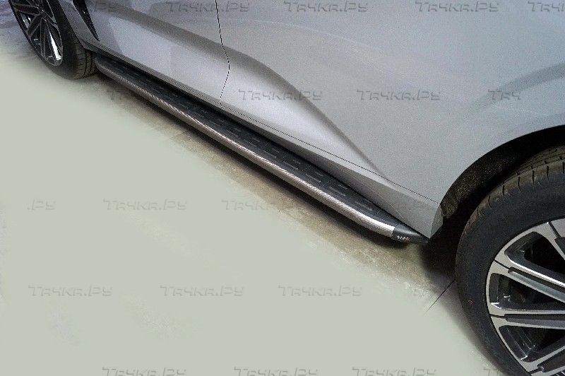 Пороги алюминиевые ТСС с пластиковой накладкой 1920 мм для Changan UNI-K 2.0 4WD 2023-2026 Карбон серые. Артикул CHANUNIK23-03GR