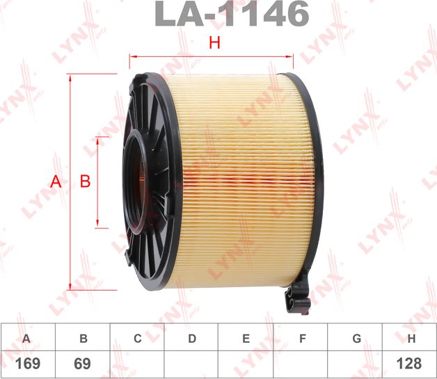 Воздушный фильтр LYNXauto. Артикул LA-1146
