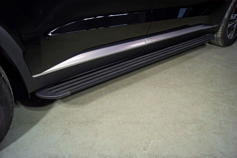 Пороги алюминиевые ТСС Slim Line Black 1920 мм для Hyundai Palisade 2021-2026. Артикул HYUNPAL21-19B