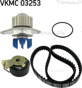 Помпа (водяной насос) с комплектом ремня ГРМ SKF для Citroen C3 I 2002-2009. Артикул VKMC 03253
