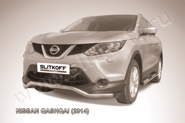 Защита Slitkoff переднего бампера d57 волна для Nissan Qashqai II 2014-2026. Артикул NIQ14-003