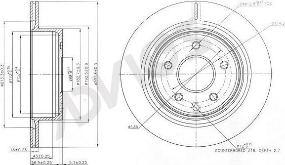 Тормозной диск Advics для Nissan X-Trail T32 2013-2026. Артикул B6R107B