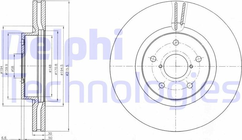Тормозной диск Delphi. Артикул BG9084
