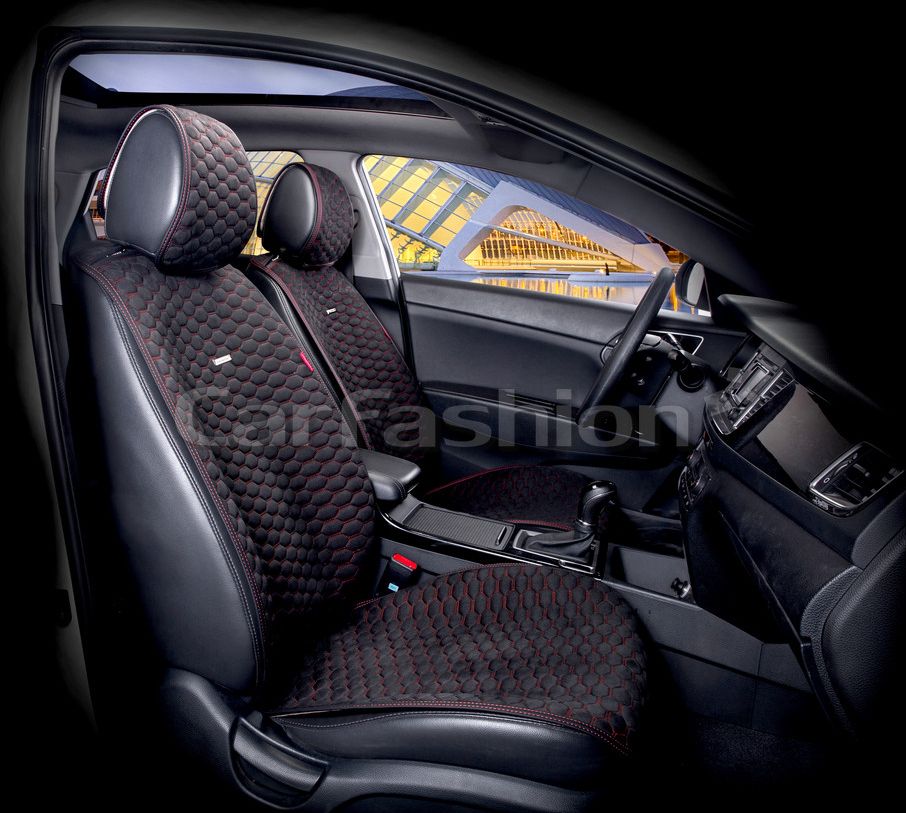 Накидки универсальные CarFashion Capri Pro для авто, цвет Черный/Черный/Красный. Артикул 21025