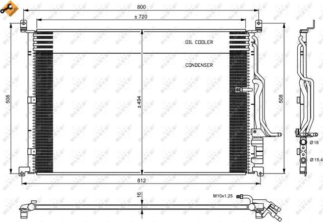 Радиатор кондиционера (конденсатор) NRF EASY FIT для Audi A8 II (D3) 2003-2010. Артикул 35923