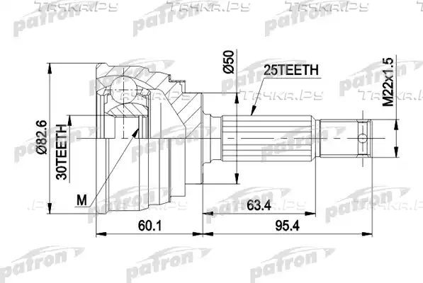 Шрус наружный (граната) Patron для Hyundai Lantra II 1996-2000. Артикул PCV1191