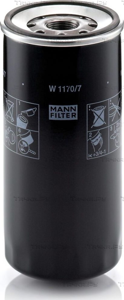 Масляный фильтр Mann-Filter для IVECO EuroStar 1993-2002. Артикул W 1170/7