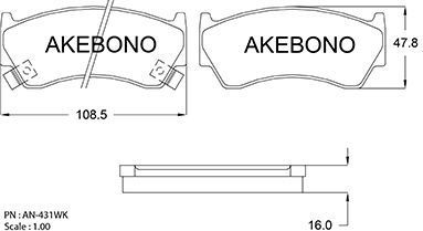 Тормозные колодки Akebono Standard. Артикул AN-431WK