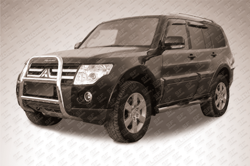 Кенгурятник Slitkoff d57 высокий для Mitsubishi Pajero IV 2006-2011. Артикул MPJ006