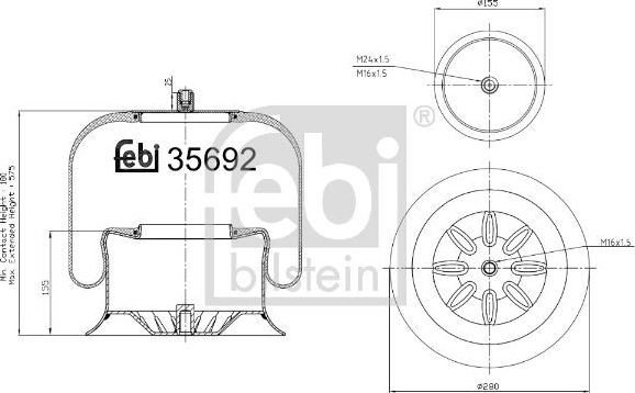 Пневмоподушка (пневморессора) Febi Bilstein. Артикул 35692