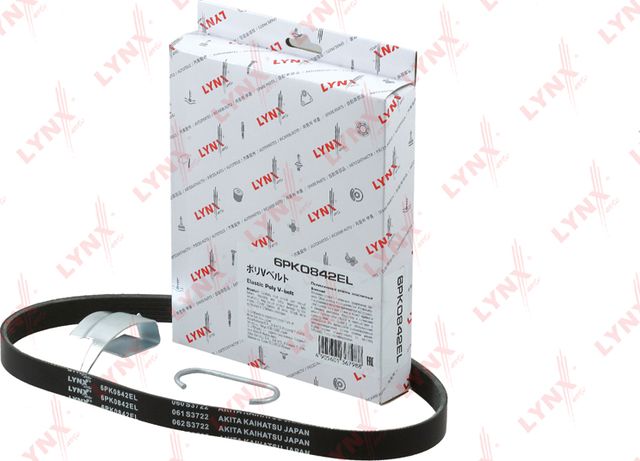 Приводной ремень поликлиновой LYNXauto ELASTIC для SEAT Toledo IV 2012-2015. Артикул 6PK0842EL