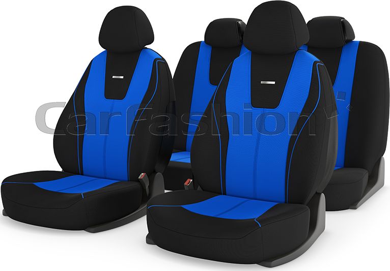 Чехлы универсальные CarFashion Douglasна сидения авто, цвет Синий/Черный/Синий. Артикул 22035