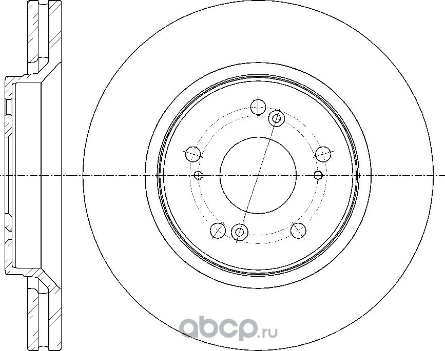 Диск тормозной вентилируемый (G-Brake). Артикул GR21078