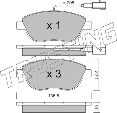 Тормозные колодки Trusting передние для Opel Combo D 2012-2017. Артикул 331.0