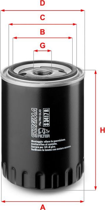 Масляный фильтр Sofima для Volkswagen Vento 1996-1998. Артикул S 3417 R