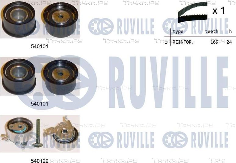 Ремень ГРМ с роликами (комплект) Ruville для Chevrolet Epica I 2005-2006. Артикул 550022