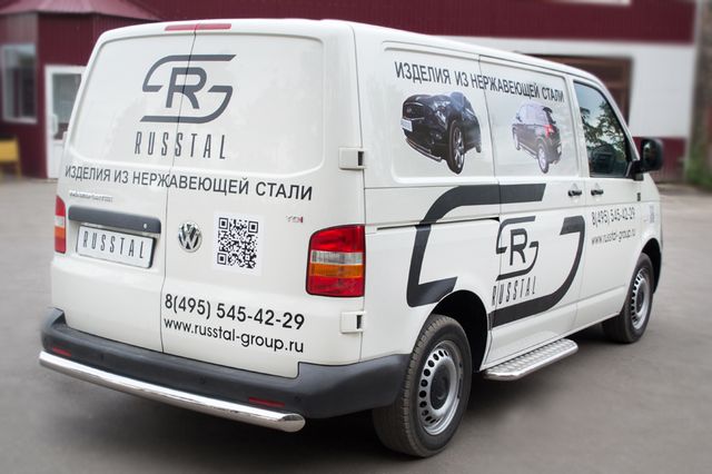 Защита RusStal заднего бампера d76 для Volkswagen Transporter T5 kasten 2003-2009. Артикул VTRZ-000607