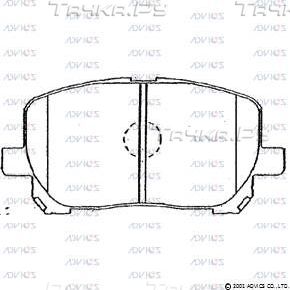Тормозные колодки Advics передние для Toyota Corolla E120, E130 2001-2008. Артикул SN890
