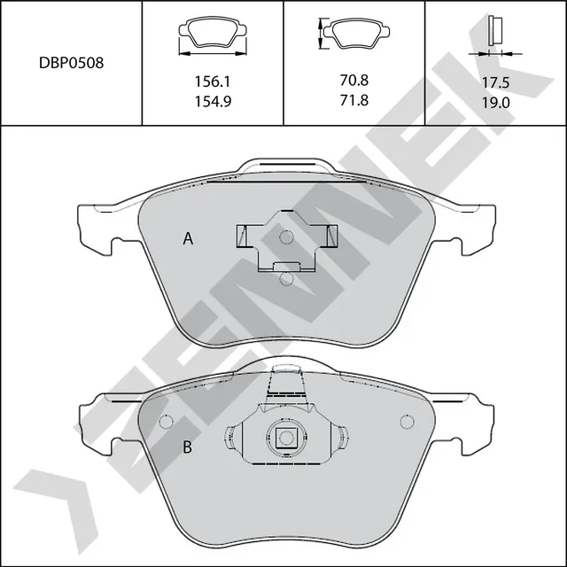 Колодки тормозные передние S60 00-09, S80 98-06, XC90 02-14 (Zennek). Артикул DBP0508