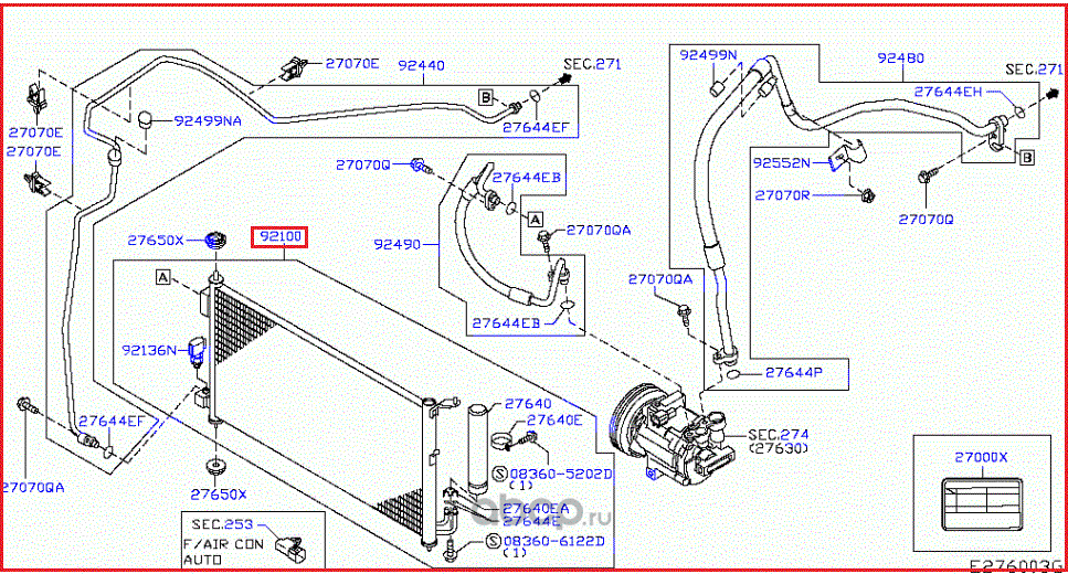 Радиатор кондиционера (конденсатор) Nissan. Артикул 92100BH40A