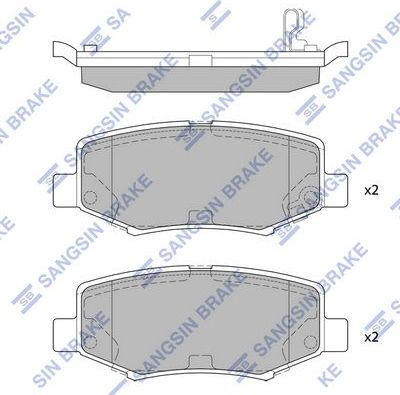 Тормозные колодки Sangsin Hi-Q задние для Jeep Wrangler IV (JL) 2017-2026. Артикул SP2186