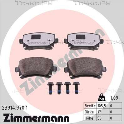 Тормозные колодки Zimmermann rd:z задние для Audi A6 allroad II (C6) 2006-2011. Артикул 23914.970.1