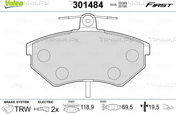 Тормозные колодки Valeo First передние для Audi A4 I (B5) 1996-2001. Артикул 301484