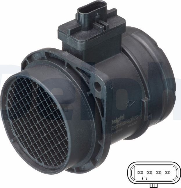 Датчик массового расхода воздуха (ДМРВ) Delphi для Volkswagen Polo V 2009-2026. Артикул AF10719-12B1