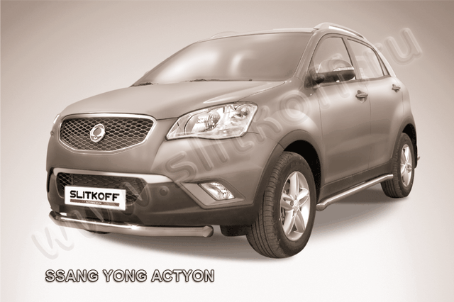Защита Slitkoff переднего бампера d76 для SsangYong Actyon II 2010-2013. Артикул SYA002