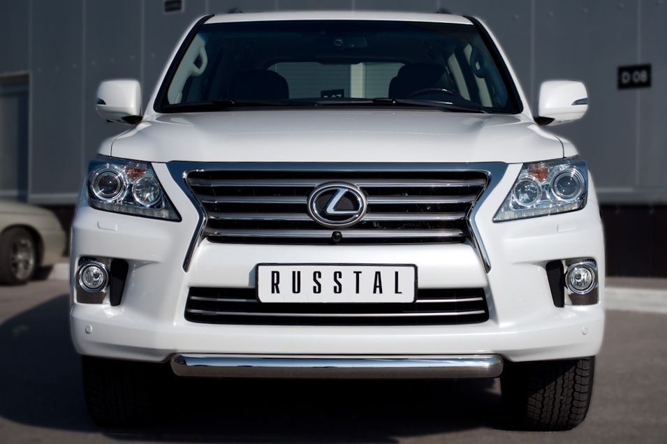 Защита RusStal переднего бампера d76 (короткая) для Lexus LX 570 2012-2026. Артикул LLXZ-000860
