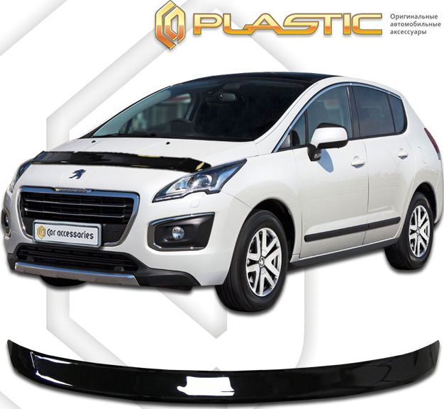 Дефлектор СА Пластик для капота (Classic черный) Peugeot 3008 2012-2016. Артикул 2010010107444
