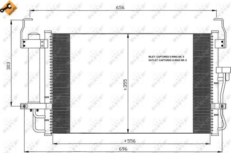 Радиатор кондиционера (конденсатор) NRF (алюминий). Артикул 35474