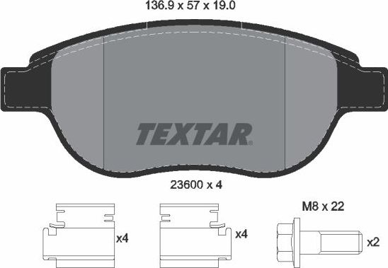 Тормозные колодки Textar Q+ передние для Geely Emgrand 7 I 2009-2026. Артикул 2360001